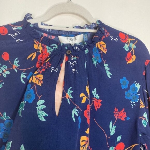 Sea New York Floral Print Ruffle Collar Mari Top Blouse 6 - Picture 6 of 12
